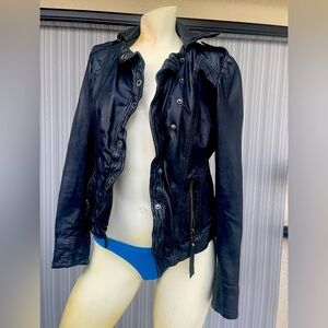 Women's Black genuine Leather Jacket S (juniors)